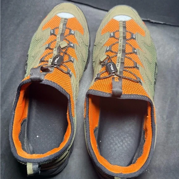 Polo Ralph Lauren ADVNTR 300 LT Trail Sneakers Olive Orange Size 12 - Picture 3 of 9